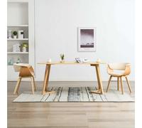 vidaXL Sillas de comedor 2 uds madera curvada cuero sintético crema