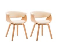 vidaXL Sillas de comedor 2 uds madera curvada y cuero sintético crema