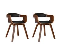 Vidaxl sillas de comedor 2 uds madera curvada y cuero sintético negro