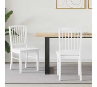 vidaXL: 2 sillas de comedor, madera maciza de goma, color blanco