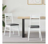 vidaXL: 2 sillas de comedor, madera maciza de caucho, color blanco, 43 x 54 x 89 cm