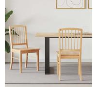 vidaXL: 2 sillas de comedor, madera de caucho maciza, color natural