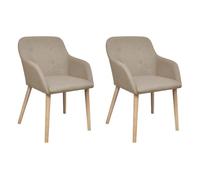 Vidaxl sillas de comedor 2 uds tela y madera maciza de roble beige