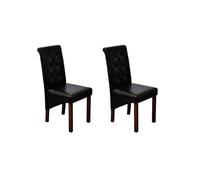 vidaXL Sillas de comedor 2 unidades cuero sintético en color Marrón/Blanco/Negro | cómodas modernas ergonómicas para comedor cocina salón hogar