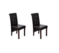 vidaXL Sillas de comedor 2 unidades cuero sintético en color Marrón/Blanco/Negro | cómodas modernas ergonómicas para comedor cocina salón hogar