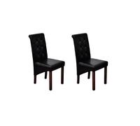 vidaXL Sillas de comedor 2 unidades cuero sintético en color Marrón/Blanco/Negro | cómodas modernas ergonómicas para comedor cocina salón hogar