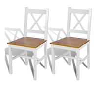 vidaXL 2 sillas de Comedor Hechas de Madera de Pino, Colores Blanco y Natural
