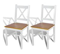 vidaXL Sillas de comedor 2 unidades madera de pino blanco