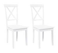 vidaXL Sillas de comedor 2 unidades, madera maciza de caucho, cómodas ergonómicas, Natural/Blanco