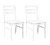 vidaXL Sillas de Comedor 2 Unidades Madera Maciza de Caucho Blanco, Silla de Comedor, Silla de Cocina, Asiento de Comedor, Silla