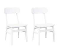 vidaXL Sillas de Comedor 2 Unidades Madera Maciza de Caucho Blanco, Silla de Comedor, Silla de Cocina, Asiento de Comedor, Silla