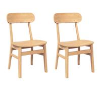 vidaXL Sillas de comedor 2 unidades madera maciza de caucho en color Natural/Blanco/Marrón y negro y más | cómodas modernas ergonómicas para comedor cocina salón hogar