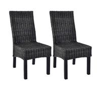 Vidaxl sillas de comedor 2 unidades ratán kubu y madera caoba negro