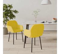 vidaXL 2X Sillas de Comedor Asiento Butaca Sillón Restaurante Salón Sala de Estar Cocina Escritorio Mobiliario Muebles de Terciopelo Amarillo