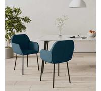 vidaXL 2X Sillas de Comedor Asiento Butaca Sillón Restaurante Salón Sala de Estar Cocina Escritorio Mobiliario Muebles Terciopelo Azul