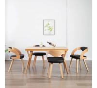 vidaXL Sillas de comedor 4 uds madera curvada cuero sintético negro
