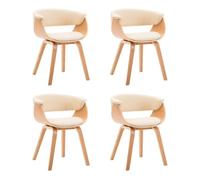vidaXL Sillas de comedor 4 uds madera curvada y cuero sintético crema