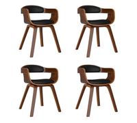 vidaXL Sillas de comedor 4 uds madera curvada y cuero sintético negro