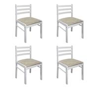 vidaXL Sillas de comedor 4 uds madera maciza caucho terciopelo blanco