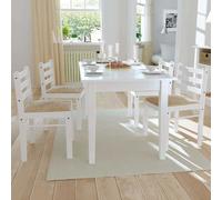 vidaXL Sillas de comedor 4 uds madera maciza de caucho terciopelo blanco