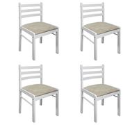 vidaXL Sillas de comedor 4 uds madera maciza caucho terciopelo en color Marrón/Blanco | cómodas modernas ergonómicas para comedor cocina salón hogar