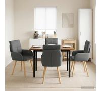 vidaXL: Juego de 4 sillas de comedor, tapizadas en tela color gris oscuro, dimensiones 60 x 56 x 96 cm
