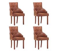 Vidaxl sillas de comedor 4 unidades cuero de cabra auténtico marrón
