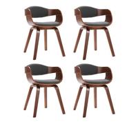 vidaXL Sillas de comedor 4 unidades, madera curvada y tela gris