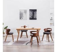 vidaXL Sillas de comedor 4 unidades madera curvada y tela gris oscuro