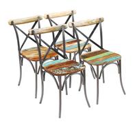vidaXL Sillas de comedor Vintage Madera reciclada y acero asiento de cocina 4 unidades