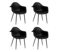 vidaXL Sillas Sam Pack de 4 con reposabrazos 84x64x59 cm Negro