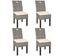 vidaXL Sillas de comedor 4 unidades ratán kubu madera de mango