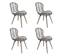 vidaXL Sillas de comedor Oreo ratán marrón natural 4 unidades