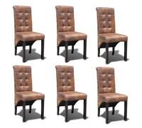 vidaXL Sillas de comedor 6 uds cuero sintético marrón