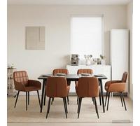 vidaXL Sillas de Comedor 6 uds. Cuero sintético Marrón 57 x 50 x 85 cm