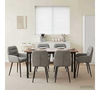 vidaXL: Juego de 6 sillas de comedor, tapizadas en terciopelo, color gris claro, dimensiones 59 x 59,5 x 90 cm