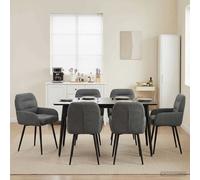 vidaXL: Juego de 6 sillas de comedor, tapizadas en terciopelo, color gris oscuro, dimensiones 59 x 59,5 x 90 cm