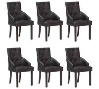 Vidaxl sillas de comedor 6 unidades cuero de cabra auténtico negro