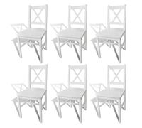 vidaXL Sillas de comedor 6 unidades Madera de pino blancas Asiento