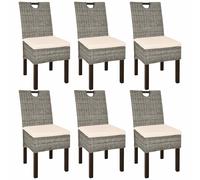 vidaXL Sillas de comedor 6 unidades ratán kubu madera de mango