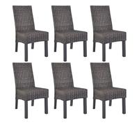 Vidaxl sillas de comedor 6 unidades ratán kubu y madera mango marrón