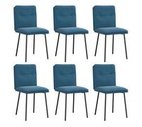 vidaXL: Juego de 6 sillas de comedor, color azul, tapizadas en terciopelo