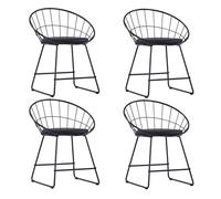 vidaXL Sillas de comedor asientos de cuero sintético uds acero negro en 2 uds o 4 uds | cómodas modernas ergonómicas para comedor cocina salón hogar