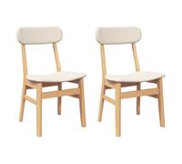 Vidaxl sillas de comedor con cojines 2 uds madera maciza caucho