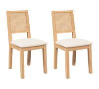 vidaXL Sillas de comedor con cojines 2 uds madera maciza caucho en color Natural y claro/Marrón y claro/Marrón y negro y más | cómodas modernas ergonómicas para comedor cocina salón hogar