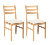 vidaXL Sillas de Comedor con Cojines 2 uds Madera Maciza Caucho, Silla de Comedor, Silla de Cocina, Asiento de Comedor, Silla, Silla de Sala de Estar