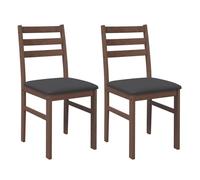 Vidaxl sillas de comedor con cojines 2 uds madera maciza marrón caucho