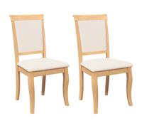 vidaXL Sillas de comedor con cojines 2 uds madera maciza marrón caucho en color Marrón y claro/Blanco y marrón/Natural y claro y más | cómodas modernas ergonómicas para comedor cocina salón hogar