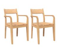 vidaXL Sillas de comedor con cojines 2 uds madera maciza marrón caucho en color Marrón y negro/blanco y natural/Natural y más | cómodas modernas ergonómicas para comedor cocina salón hogar