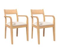 vidaXL Sillas de comedor con cojines 2 uds madera maciza marrón caucho en color Marrón y negro/blanco y natural/Natural y más | cómodas modernas ergonómicas para comedor cocina salón hogar